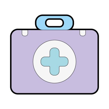 Evrak Çantası tıbbi sembolü ve ilk yardım kiti vektör çizim ile