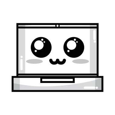 satır kawaii şirin ihale dizüstü teknoloji vektör çizim