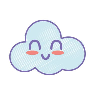 Kawaii şirin mutlu bulut hava vektör çizim