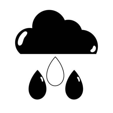 kontur bulut ile yağmur ve doğal hava vektör çizim simgesi