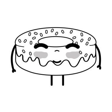 satır kawaii şirin mutlu çörek tatlı vektör çizim