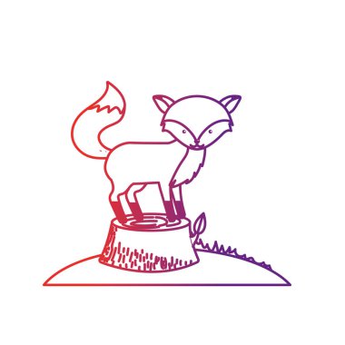 satır şirin fox hayvan Havaalanı ahşap ağaç vektör çizim