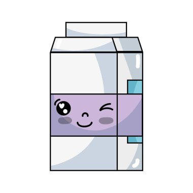 Kawaii şirin komik süt kutusu vektör çizim