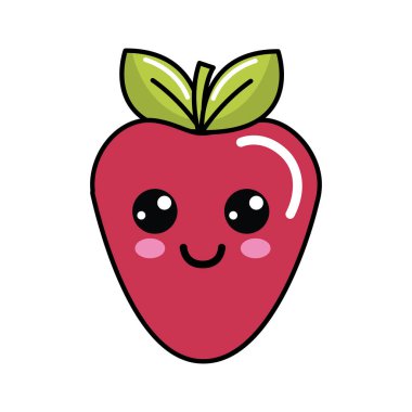 Kawaii güzel mutlu çilek kutsal kiþilerin resmi, vektör çizim