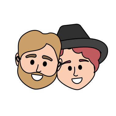 çift kafa ile birlikte saç modeli tasarım illüstrasyon vektör