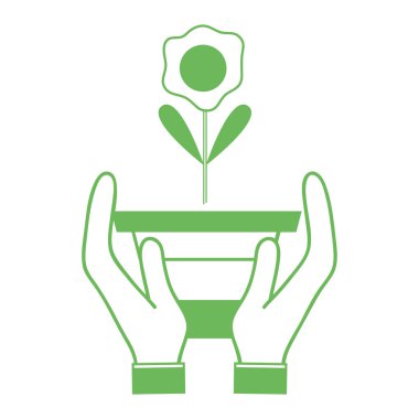 siluet çiçek yaprakları ve plantpot eller vektör çizim içinde yaprak ile