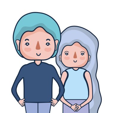 Güzellik çift ile birlikte saç modeli tasarım illüstrasyon vektör