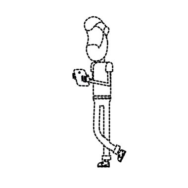 noktalı şekli güzel adam saç modeli ve el vektör çizim içinde smartphone