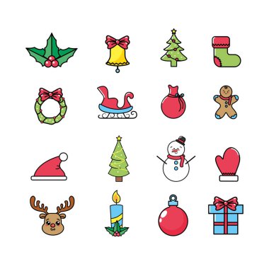 neşeli Noel kutlama tatil dekorasyon vektör çizim için ayarla