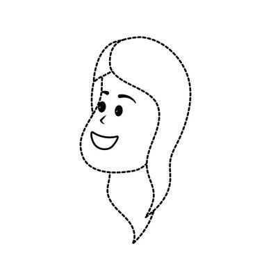 Şekil avatar kadın yüz saç modeli tasarım vektör illusration ile noktalı