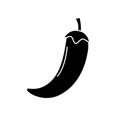 siyah kontur chili biber sebze simge, vektör çizim tasarım