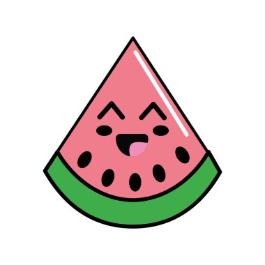 Kawaii güzel mutlu karpuz kutsal kişilerin resmi, vektör çizim