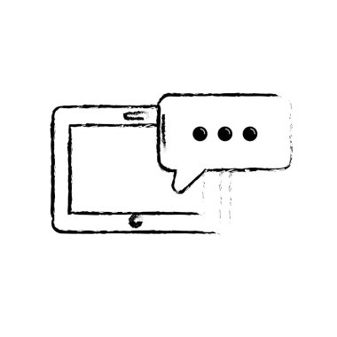 şekil akıllı telefon teknolojisi ile sohbet kabarcık metin vektör çizim