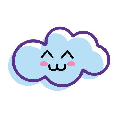 Kawaii mutlu bulut ağız ve yanakları, vektör çizim tasarım