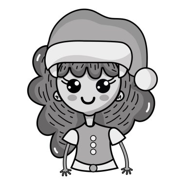 gri tonlamalı güzellik kız neşeli Noel vektör çizim kutluyor