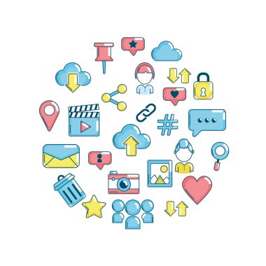 teknoloji sosyal medya genel bağlantı vektör çizim