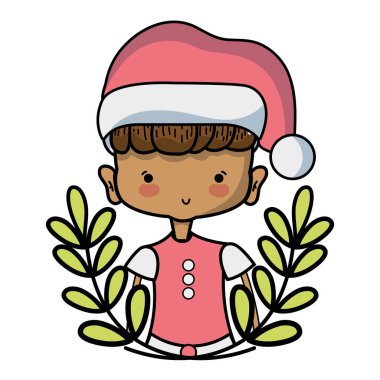 Noel giysileri ve dalları yaprakları tasarım vektör çizim ile güzel kız