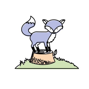 şirin fox hayvan Havaalanı ahşap ağaç vektör çizim