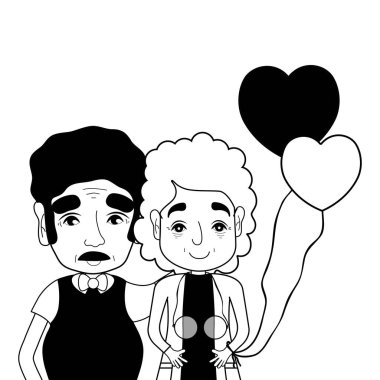 gözlük ve saç modeli ile kontur coupe yaşlılar illüstrasyon vektör