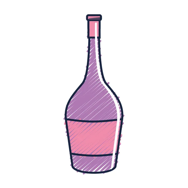 Fles Wijn Smakelijke Drank Pictogram Vectorillustratie — Stockvector