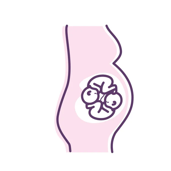 Mujer Embarazada Con Bonitos Gemelos Bebés Vector Ilustración — Archivo Imágenes Vectoriales