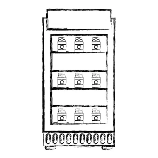 Figur Supermarkt Kühlschrank Mit Frischen Getränken Getränkevektor Illustration — Stockvektor