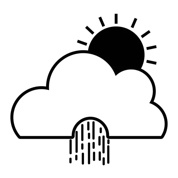 Контур Милое Облако Солнцем Дождь Естественный Вектор Погоды Иллюстрации — стоковый вектор
