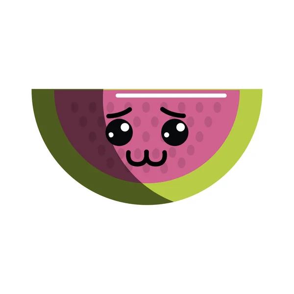 Kawaii Nice Shy Watermelon Icon Vektorillustration — Stockvektor