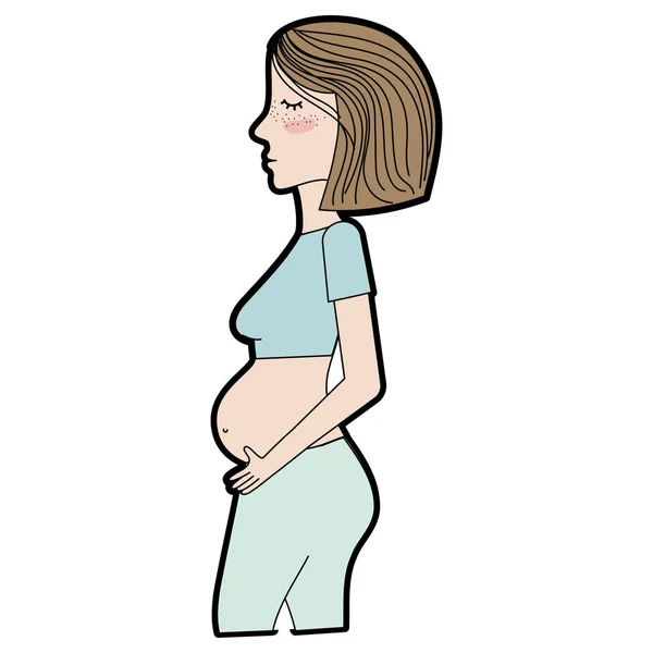 Vrouw Zwangerschap Een Gezonde Levensstijl Vector Illustratie — Stockvector