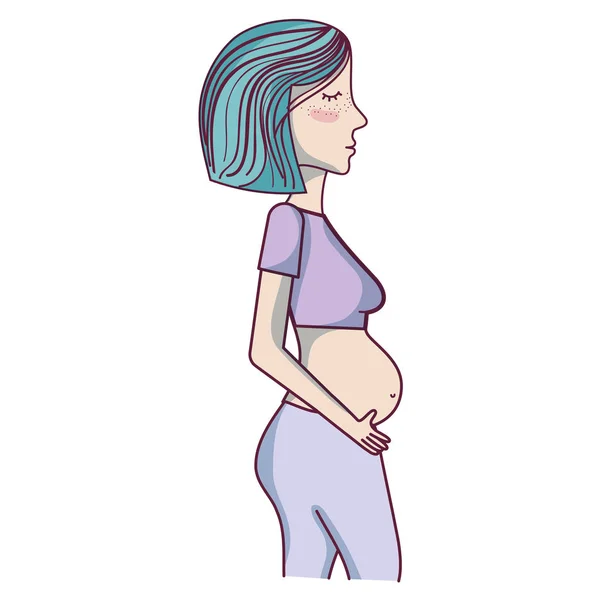 Mujer Embarazo Estilo Vida Saludable Vector Ilustración — Vector de stock