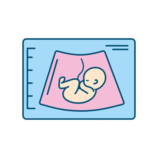 Ultrassom Bebê Com Ilustração Vetor Cordão Umbilical — Vetor de Stock