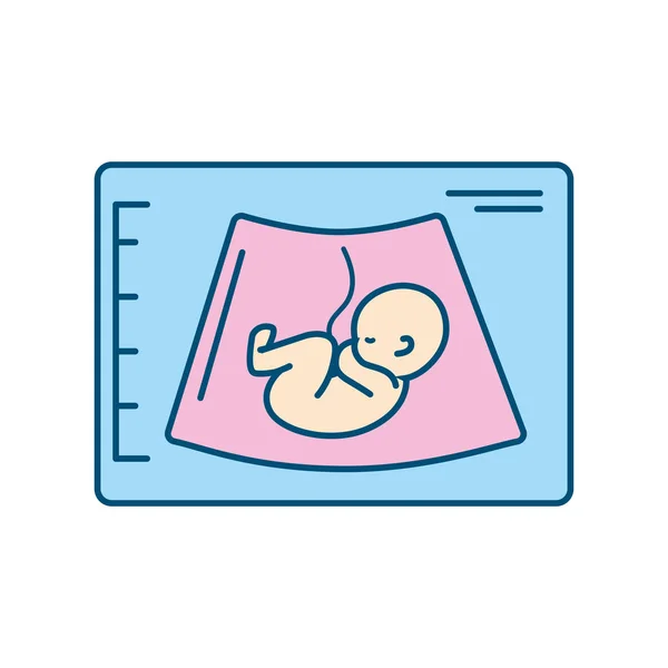 Echografie Van Baby Met Navelstreng Vectorillustratie — Stockvector