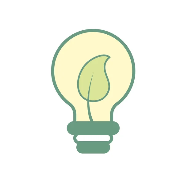 Lamp Met Blad Binnen Aan Ecologische Symbool Vectorillustratie — Stockvector