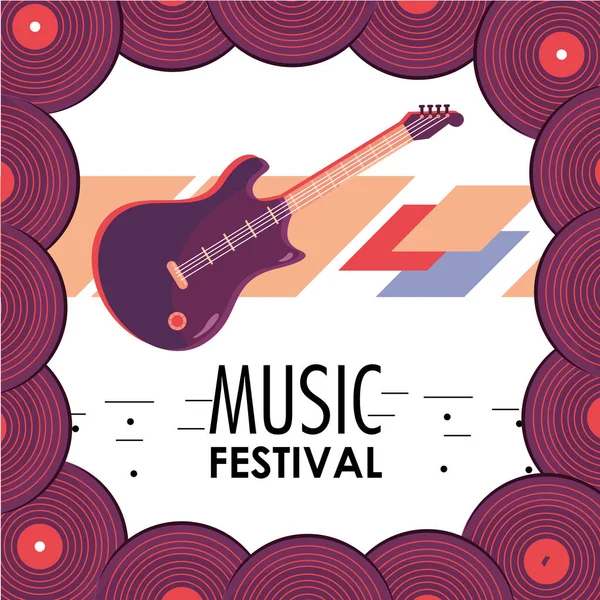 Gitara Elektryczna Instrumentu Ilustracji Wektorowych Celebracja Festiwal Muzyki — Wektor stockowy