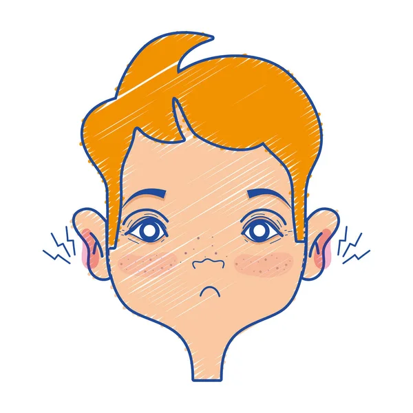 Hombre Con Otitis Dolor Oído Enfermedad Infección Vector Ilustración — Archivo Imágenes Vectoriales