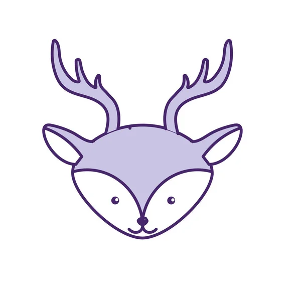 Cute Deer Head Wild Animal Vector Illustration — Stock Vector