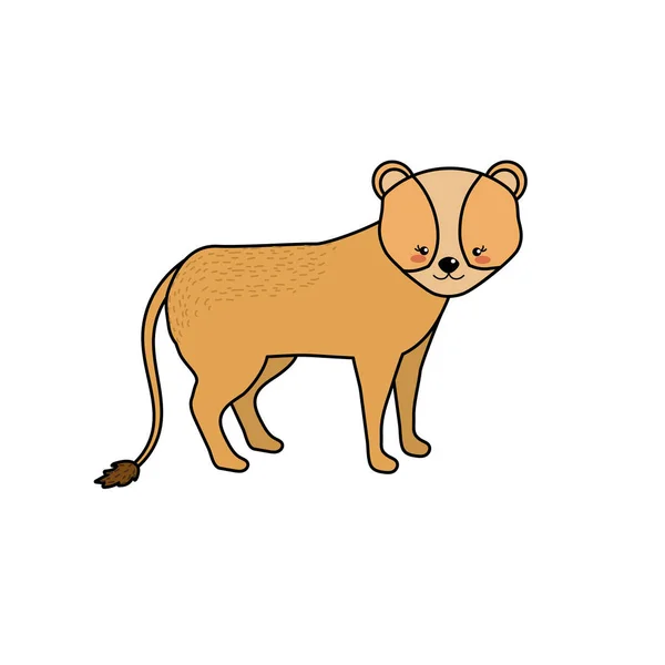 Bonito Leão Selvagem Animal Ícone Vetor Ilustração — Vetor de Stock