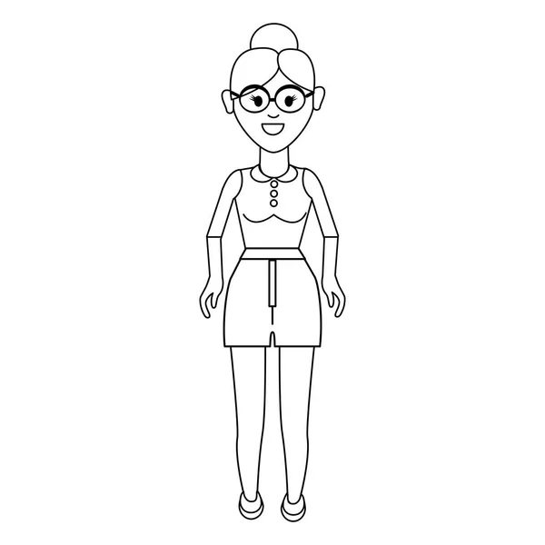 Silhouette Vecchia Donna Con Acconciatura Panno Casual Illustrazione Vettoriale — Vettoriale Stock