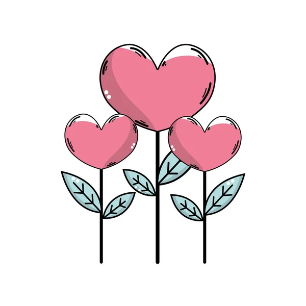 Belleza Corazón Plantas Con Hojas Diseño Vector Ilustración — Vector de stock