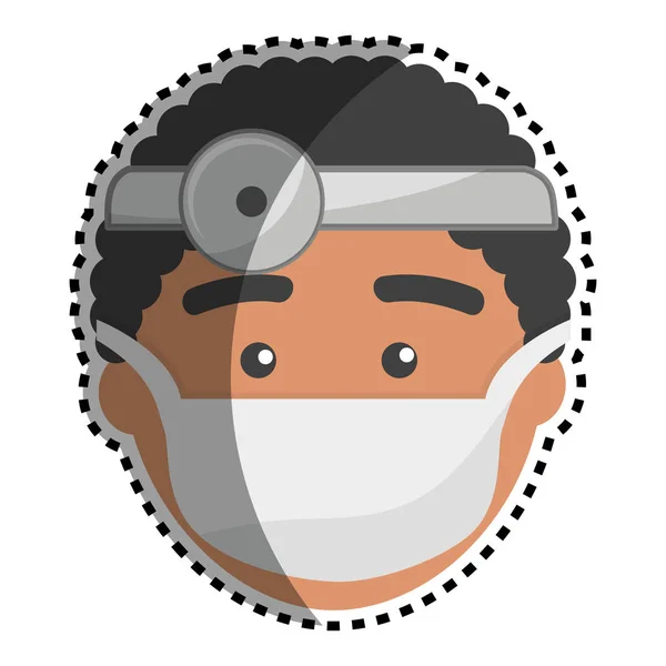 Arzt Mit Medizinischer Maske Und Reflektor Vektor Illustrationsdesign — Stockvektor