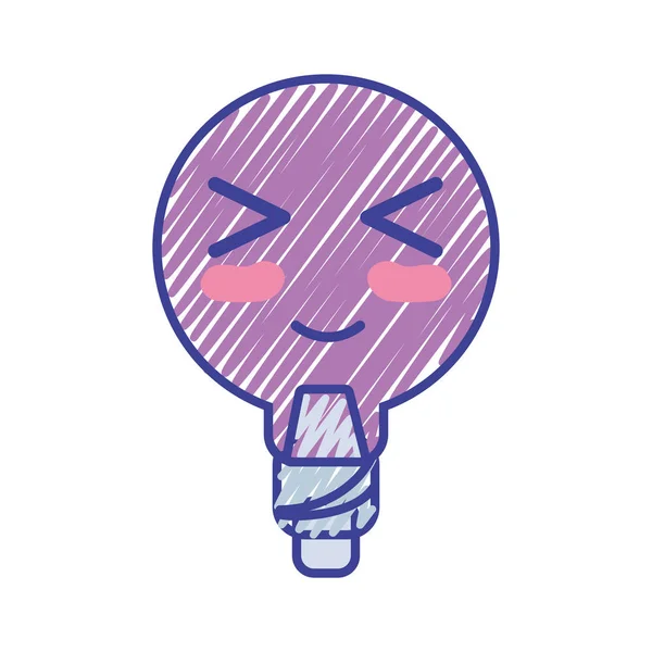 卡瓦伊可爱有趣的灯泡能量矢量插图 — 图库矢量图片