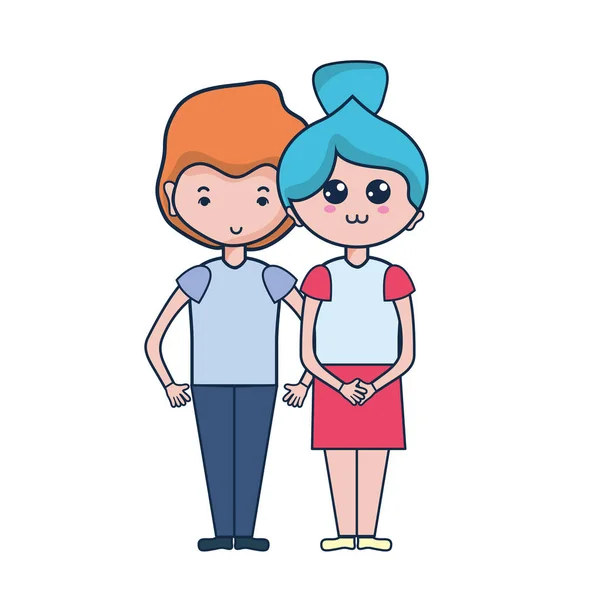 Casal Beleza Juntamente Com Desenho Penteado Ilustração Vetorial — Vetor de Stock