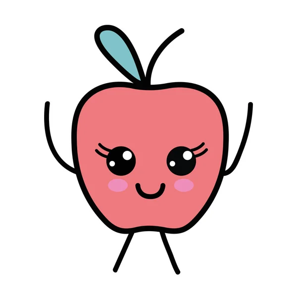 川井可爱的快乐苹果水果矢量插图 — 图库矢量图片