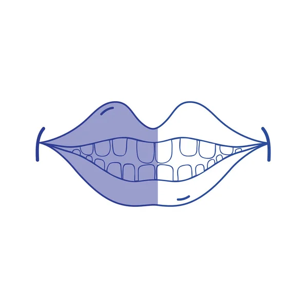 Silhouette Bocca Felice Con Disegno Dei Denti Icona Vettoriale Illustrazione — Vettoriale Stock