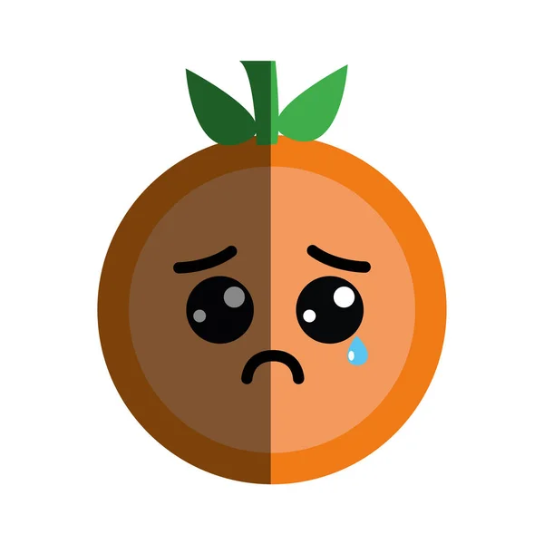 Kawaii Szép Narancssárga Gyümölcs Sírás Vektoros Illusztráció — Stock Vector