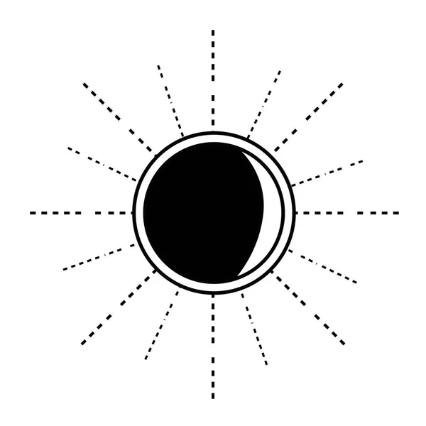 Contour Nice Sun Light Ray Weather Vector Illustration — Stock Vector