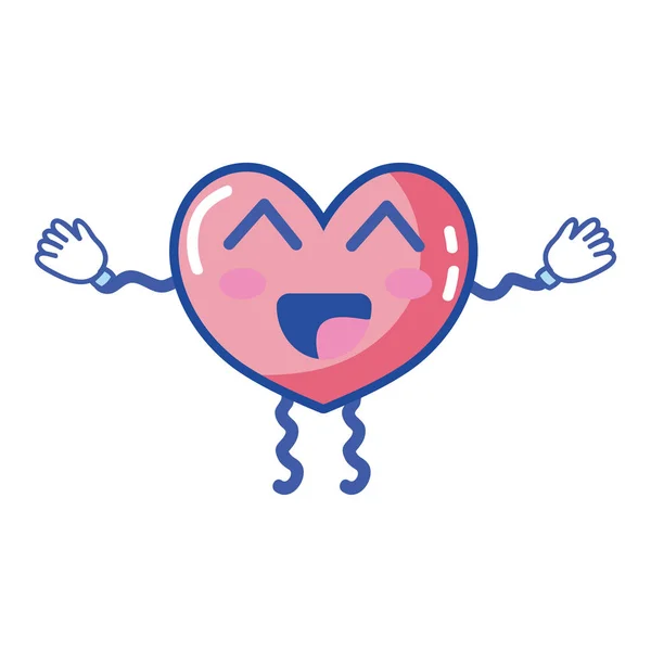 Kawaii Aranyos Boldog Szív Karok Lábak Vektoros Illusztráció — Stock Vector