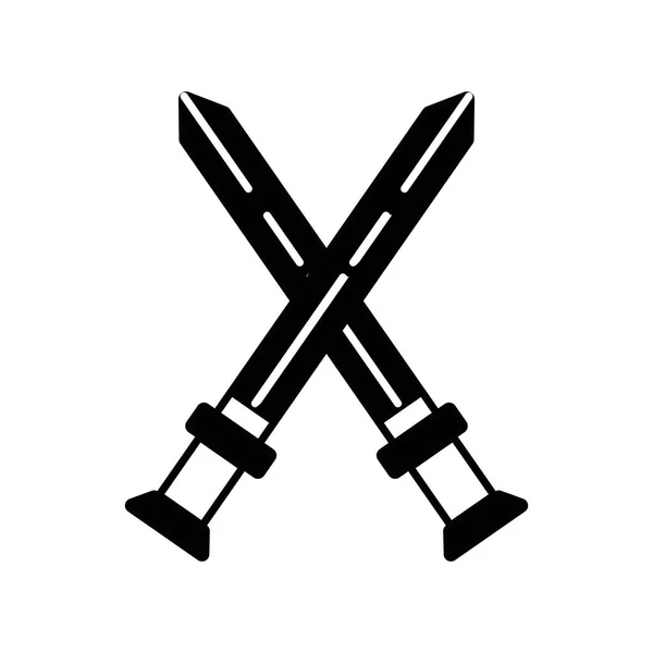Contour Videogame Swords Medieval Weapon Vector Illustration — Stock Vector