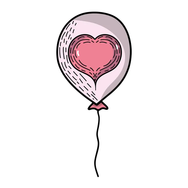 Красивый Воздушный Шар Дизайном Сердечной Романтики Векторные Иллюстрации — стоковый вектор