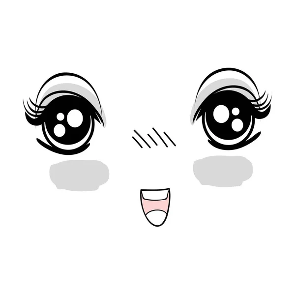 Anime Έκπληξη Χαρούμενο Πρόσωπο Γυναίκας Εικονογράφηση Διάνυσμα — Διανυσματικό Αρχείο